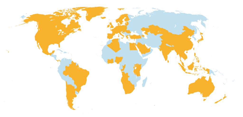 Verdenskort 78 lande zExpense er global